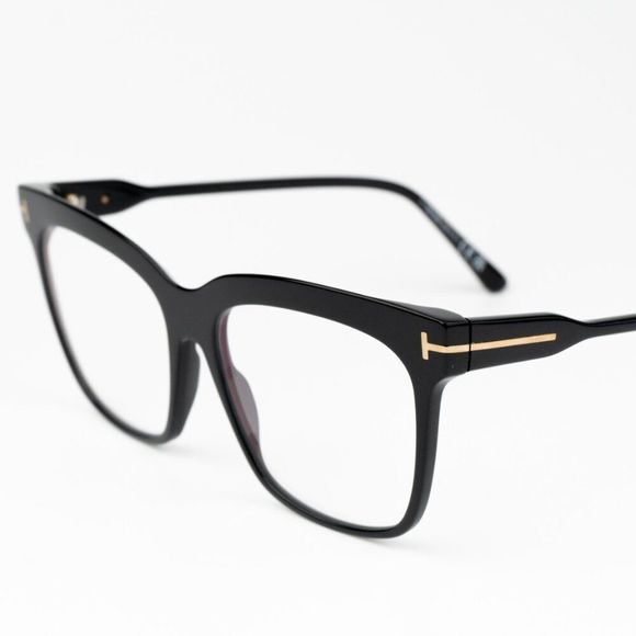 NEW Tom Ford FT5768-B 001 Shiny Black Blue Block Square Women Eyeglasses TF 5768 - Picture 6 of 10